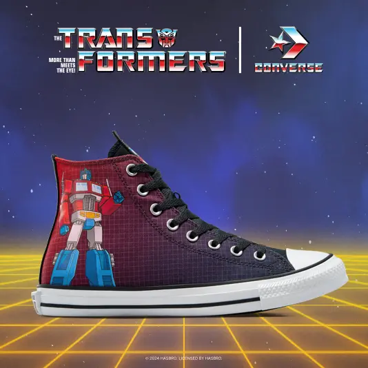 Imagem de divulgação da nova coleção da Converse inspirada em Transformers