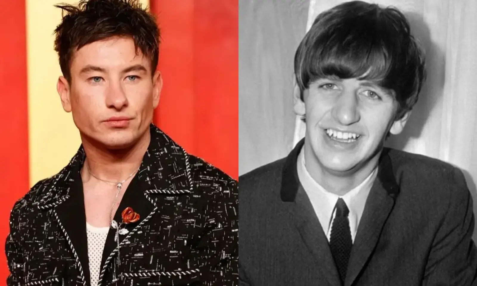 Montagem com imagens de Barry Keoghan e Ringo Starr. O ator interpretará o músico em filme biográfico dos Beatles.